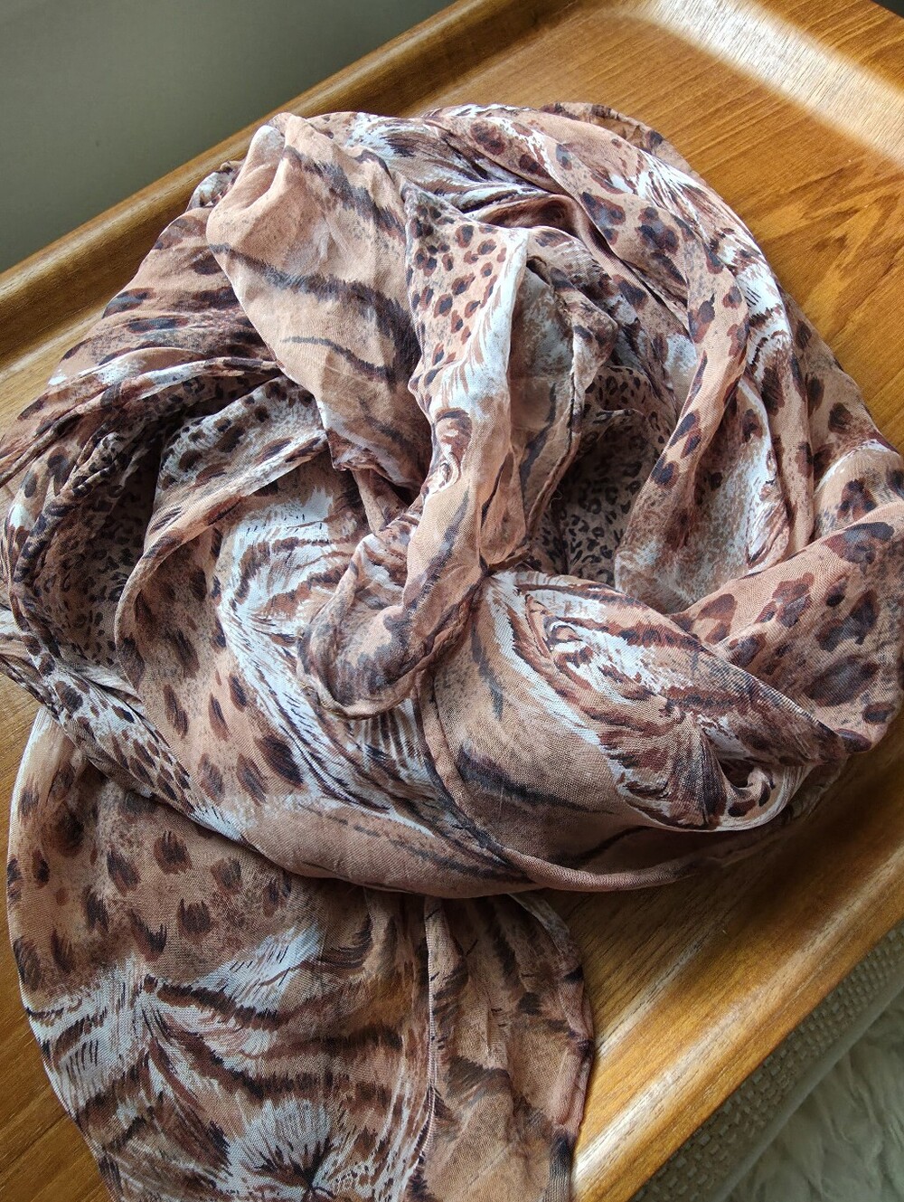 Vibrant scarf is a Tiger Pattern printed, Tiger Head silk chiffon, Leopard